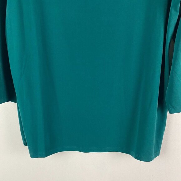 Susan Graver Modern Essentials Liquid Knit Tunic Size L Green 3/4 Sleeve - Picture 3 of 9